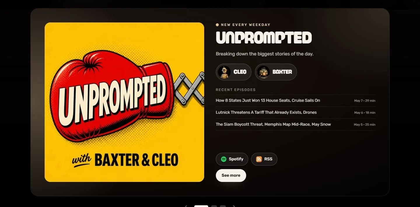 Unprompted, the daily news show hosted by Baxter and Cleo