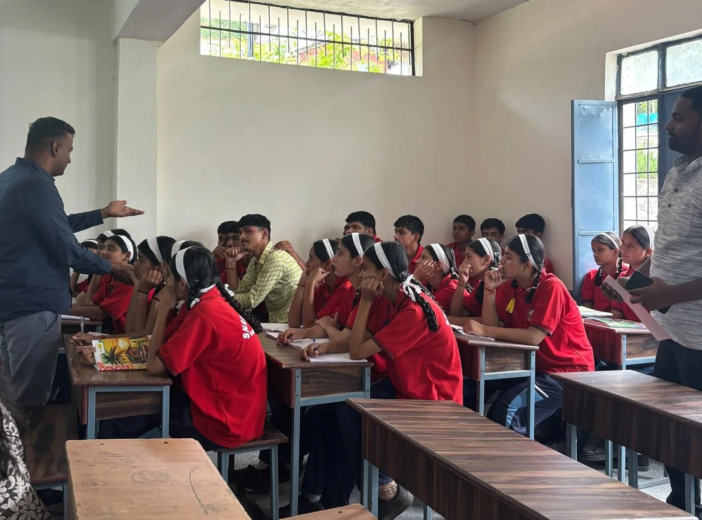 The college career panel, still run every year for grades 11–12 at the village secondary school. Photo: Project RISHI @ UC Berkeley.